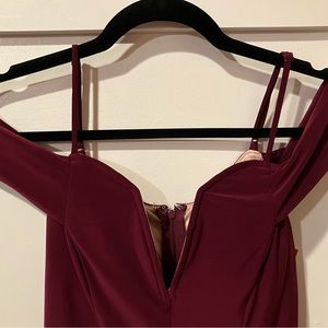 jodi kristopher dress Formal Size 3 Wine Burgundy Color Off The Shoulder